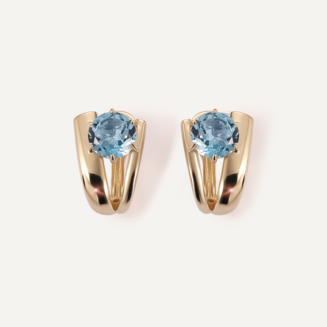 Серьги из желтого золота с топазами Скай
