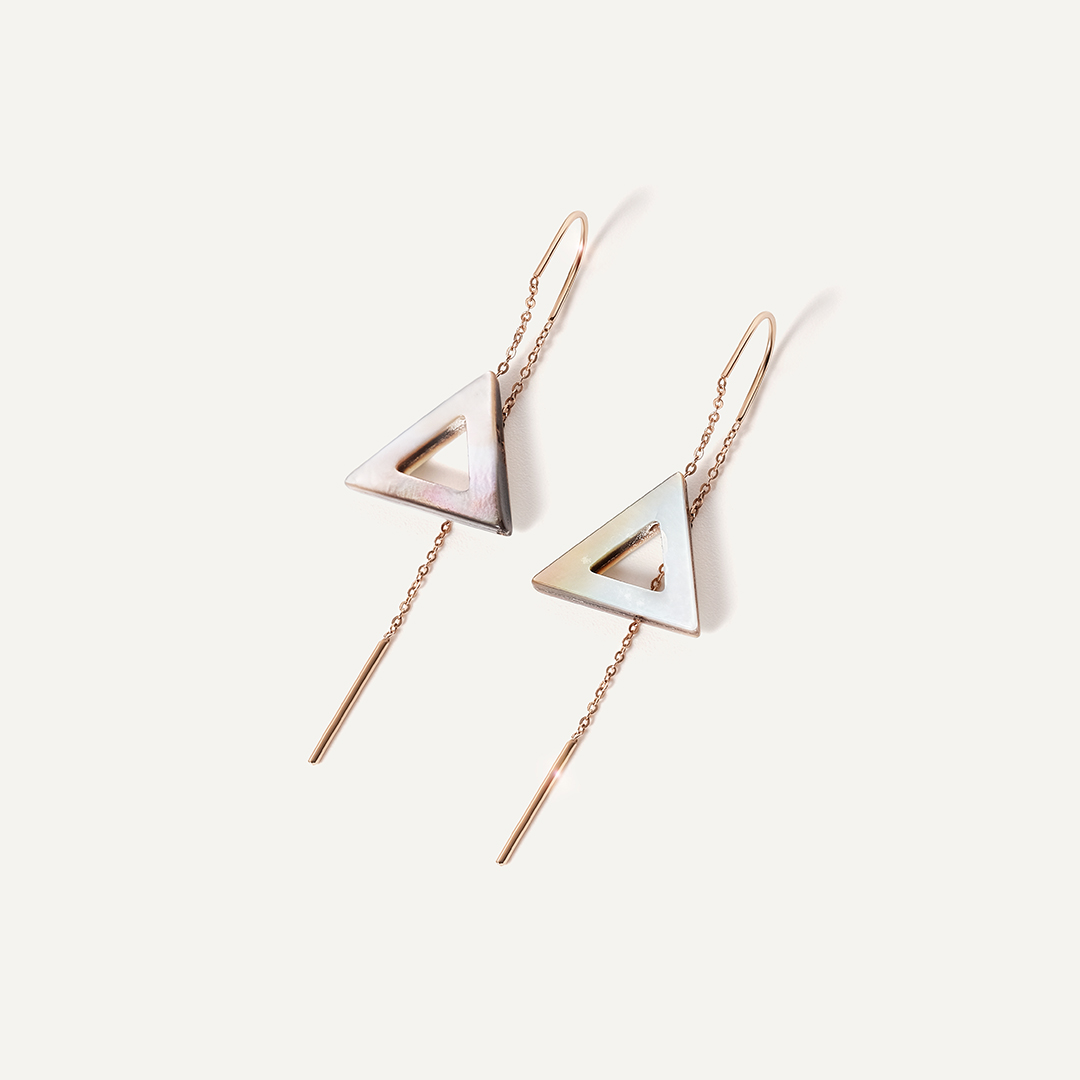 Серьги-протяжки из золота с перламутром