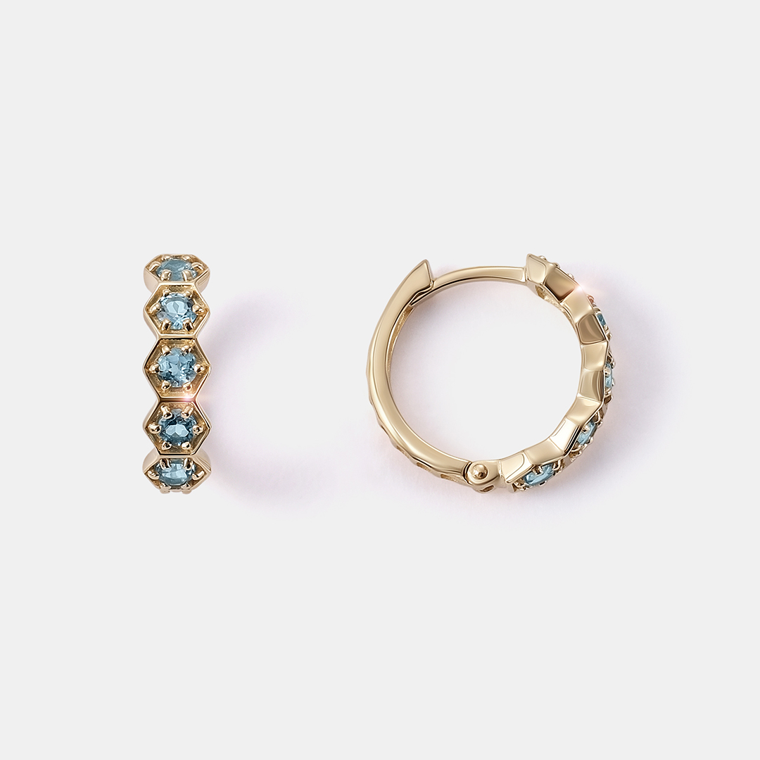 Серьги-конго из желтого золота с топазами