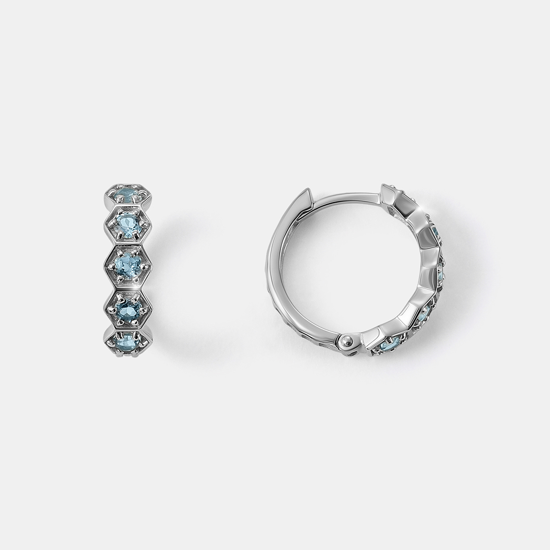 Серьги-конго из белого золота с топазами