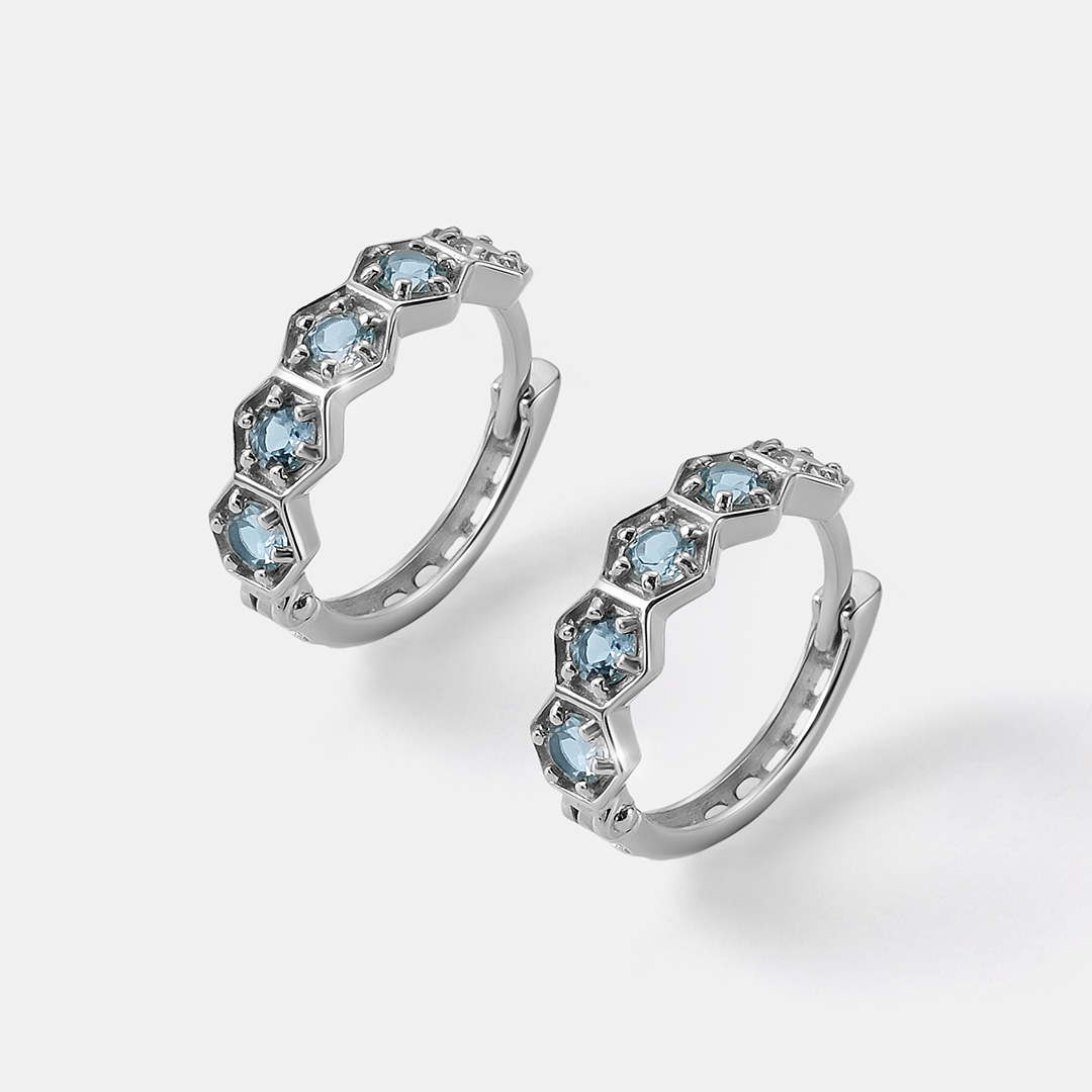 Серьги-конго из белого золота с топазами