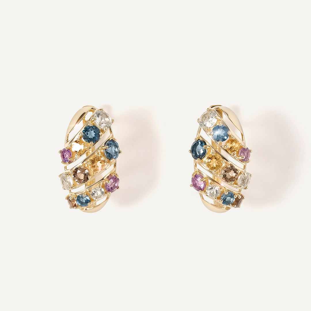 Серьги из желтого золота с самоцветами