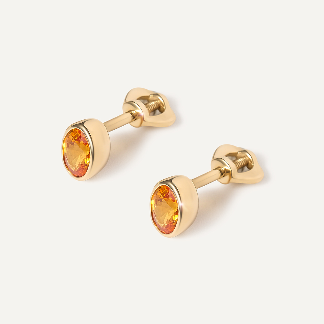 Серьги-пусеты из желтого золота с мультисапфирами