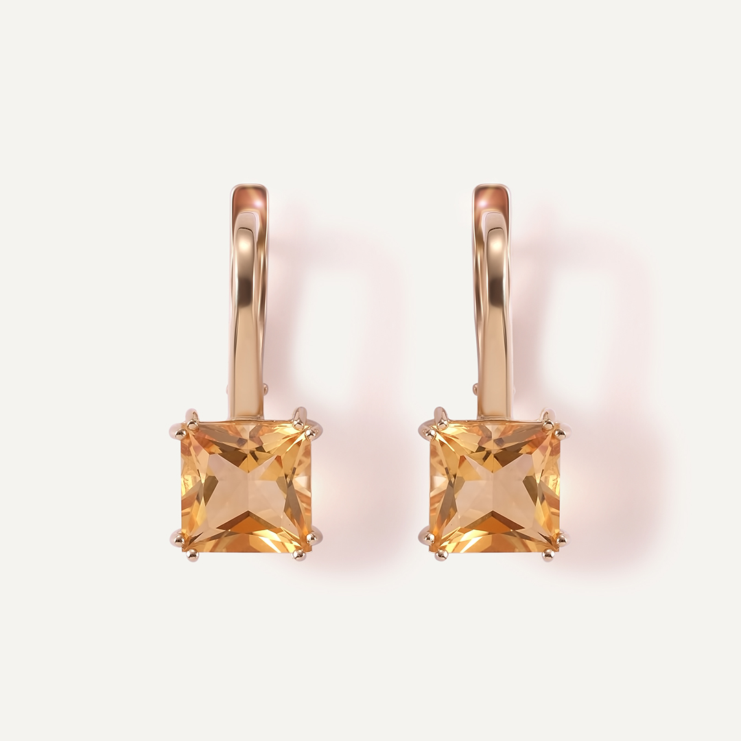 Серьги из желтого золота с цитринами