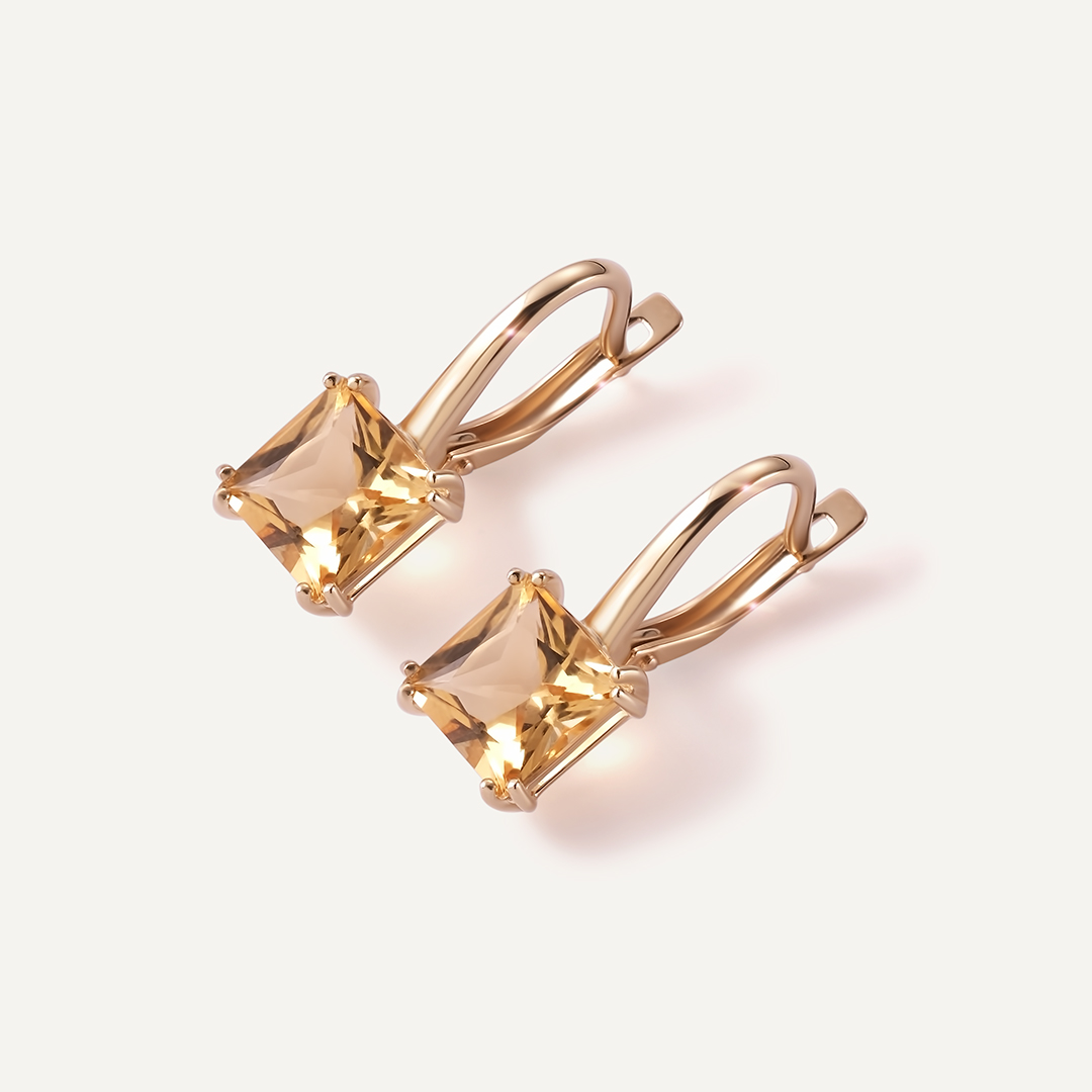 Серьги из желтого золота с цитринами