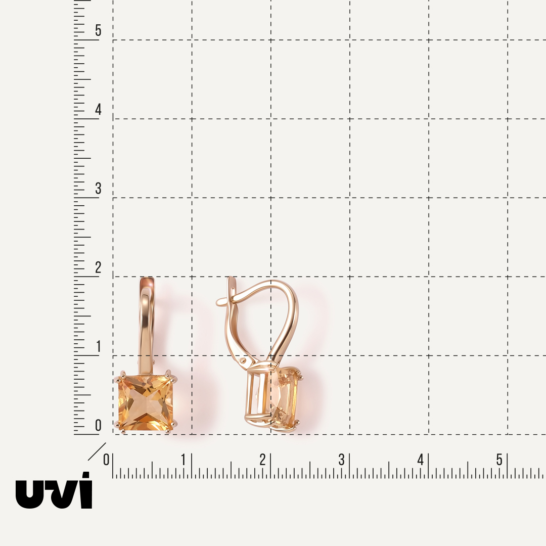 Серьги из желтого золота с цитринами