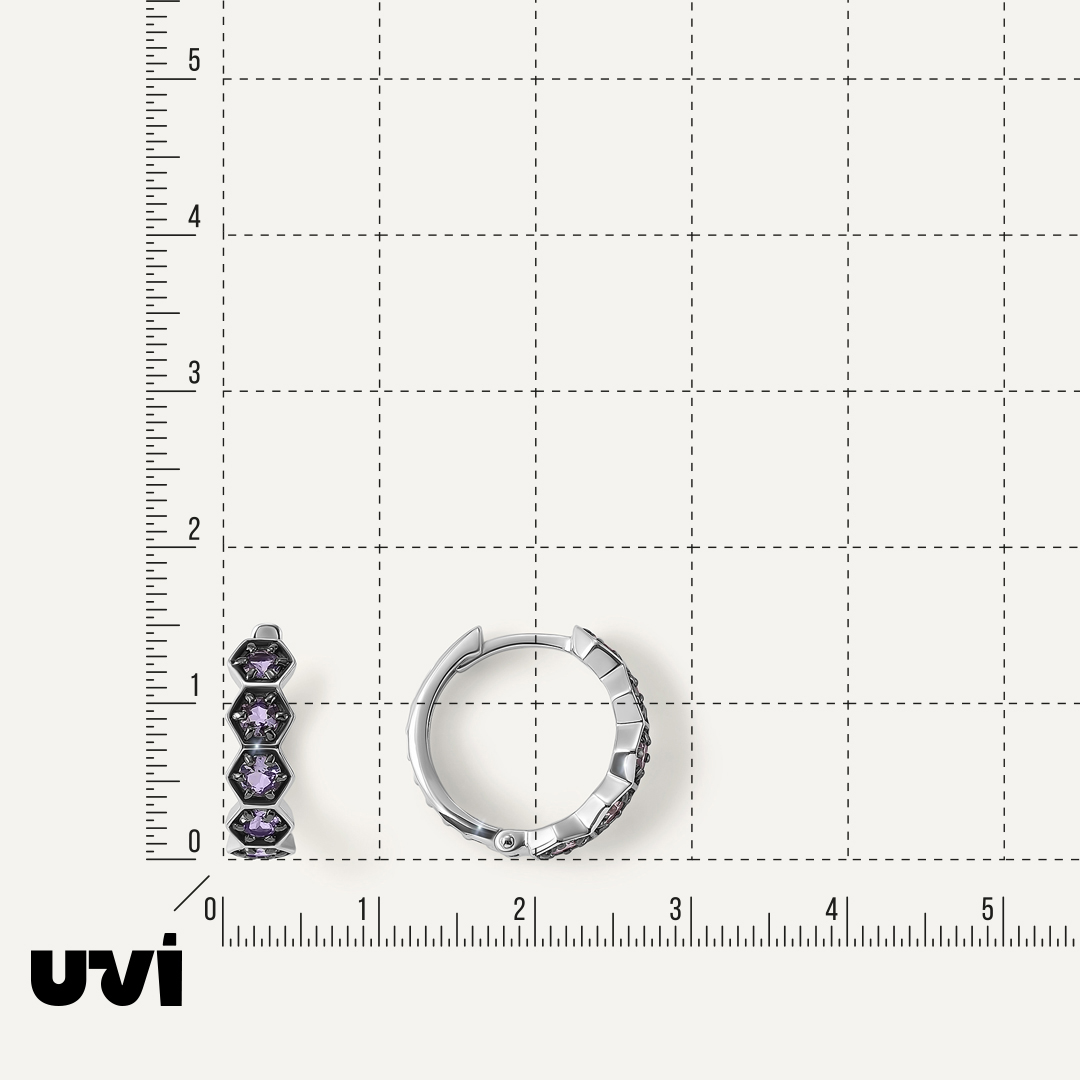 Серьги-конго из белого золота с танзанитами