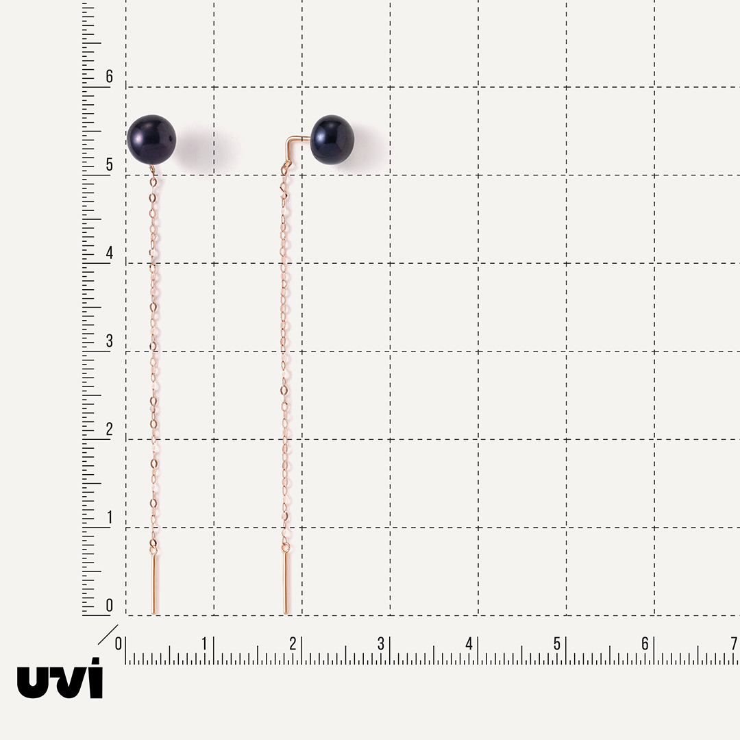 Серьги-протяжки из золота с черным жемчугом