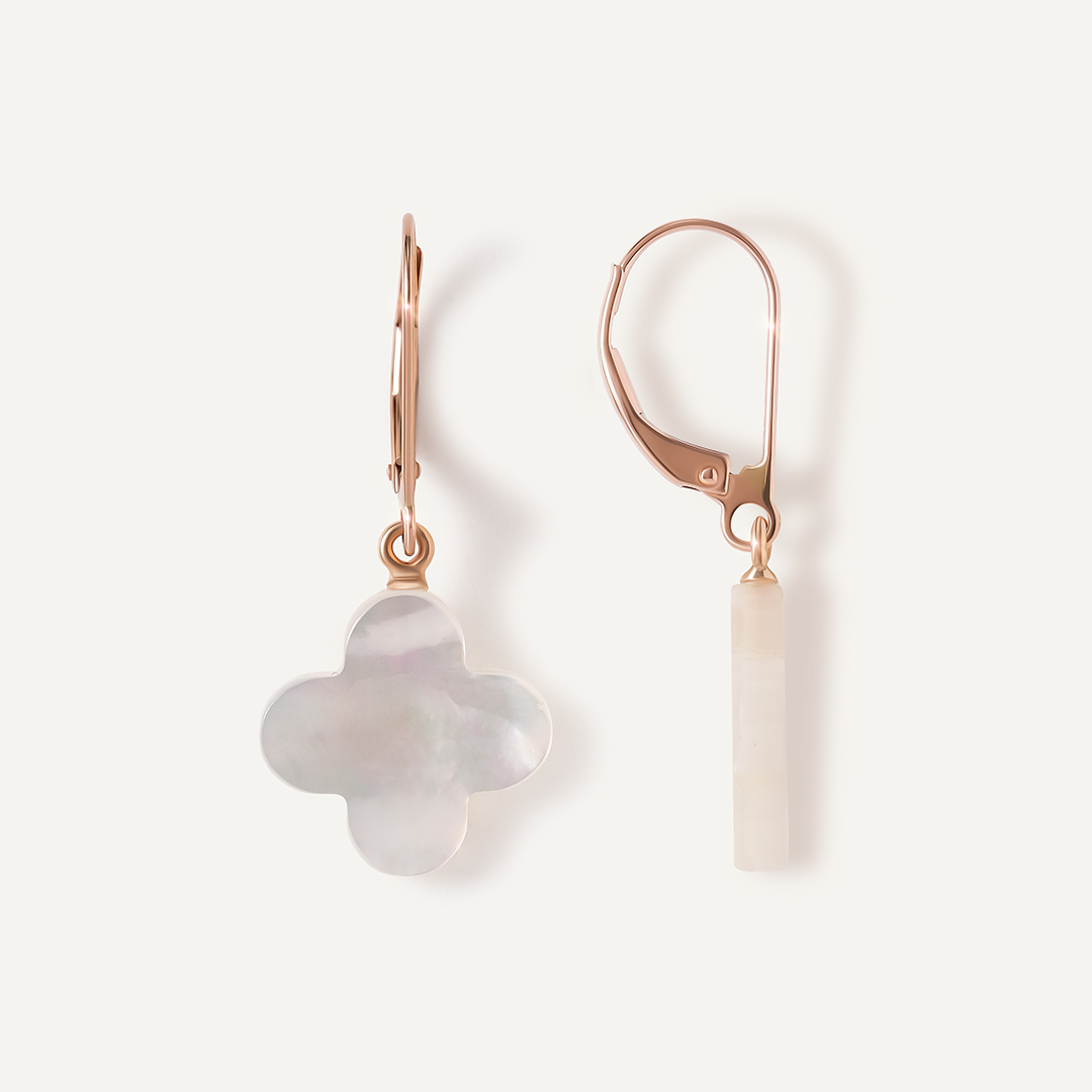 Серьги из золота с перламутром "Клевер"