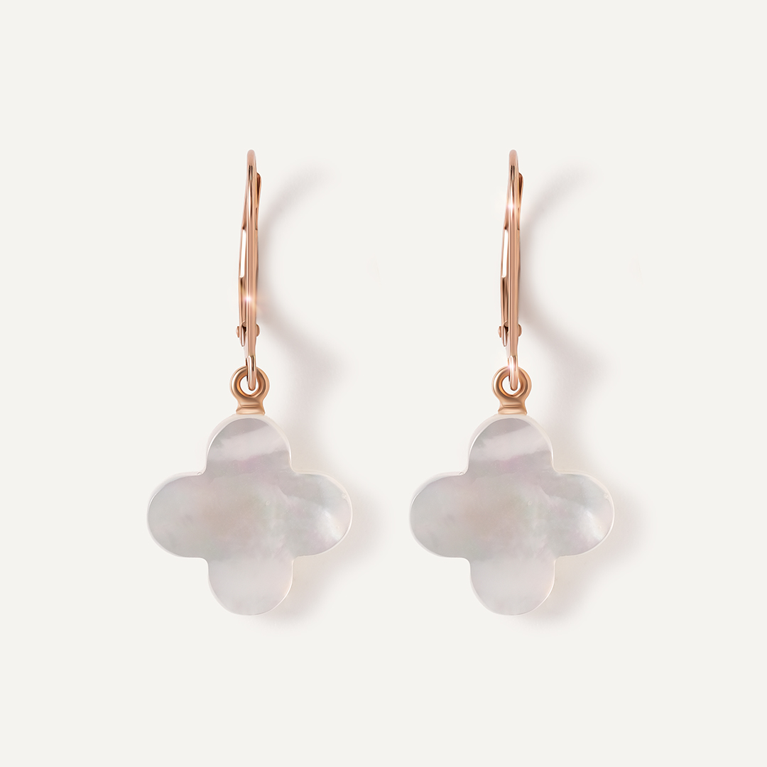 Серьги из золота с перламутром "Клевер"