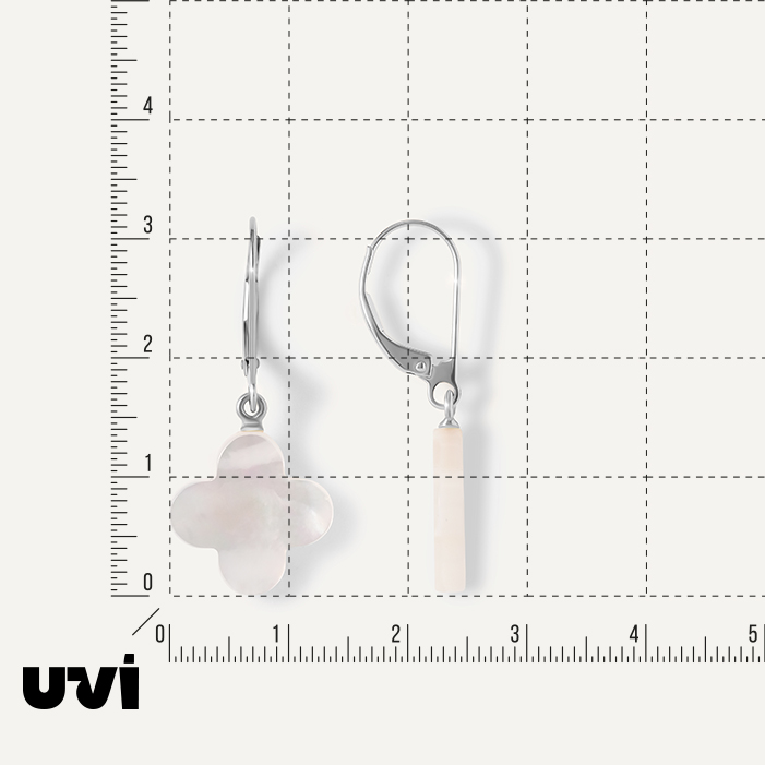 Серьги из белого золота с перламутром "Клевер"