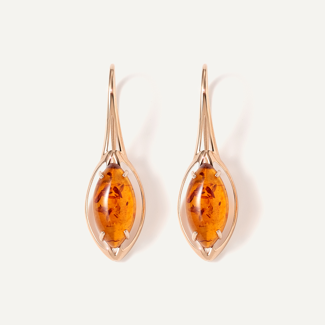 Серьги из золота с янтарем