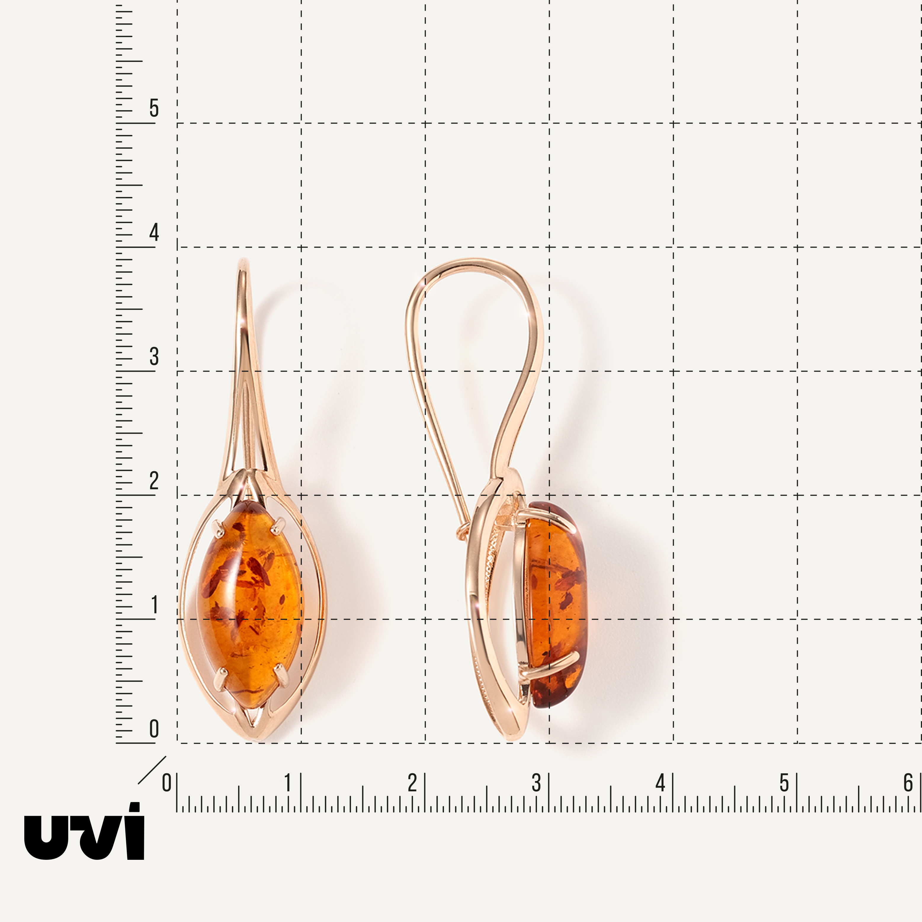 Серьги из золота с янтарем