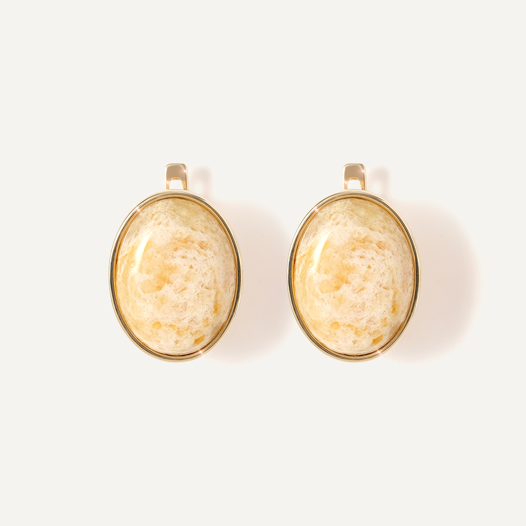 Серьги из желтого золота с янтарем