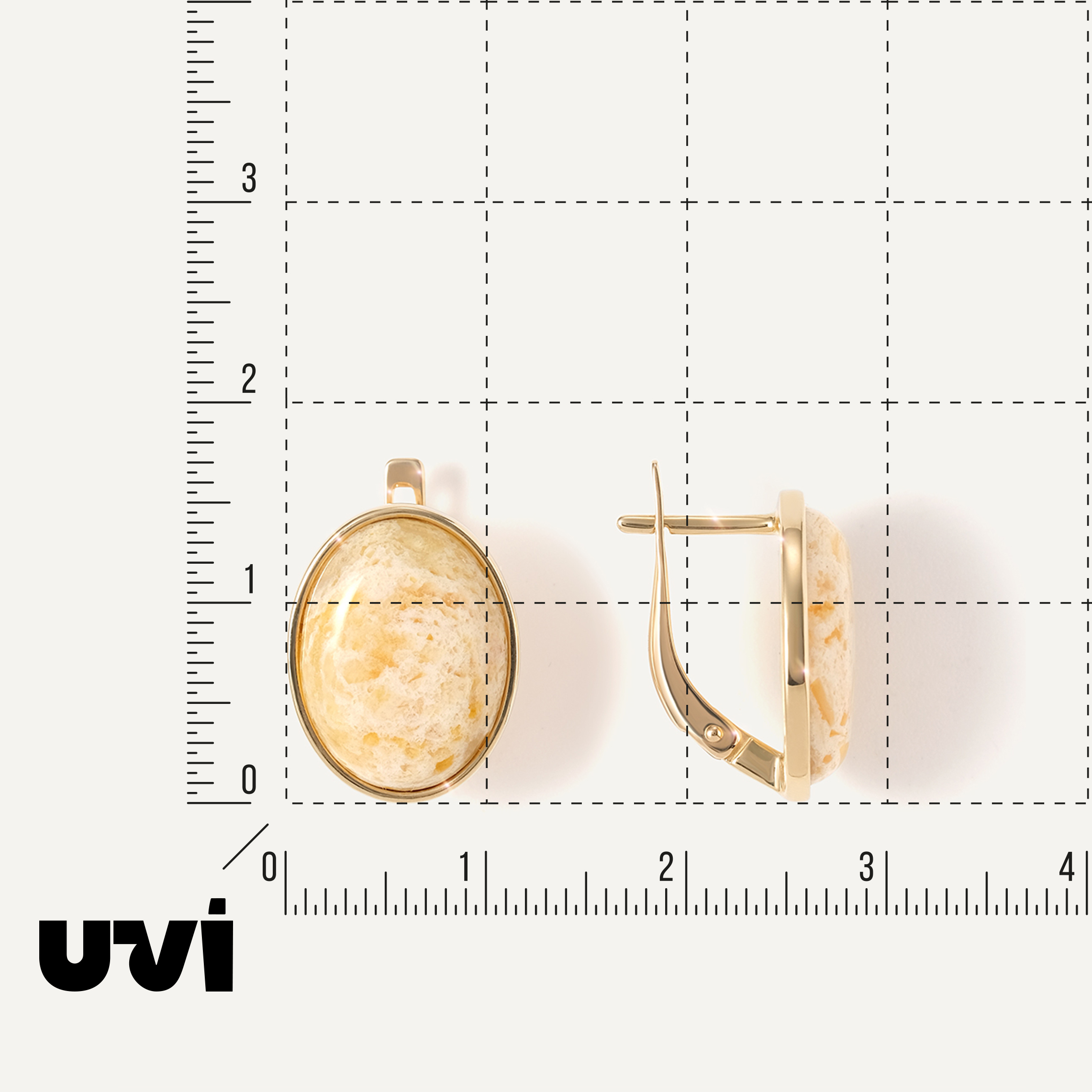 Серьги из желтого золота с янтарем