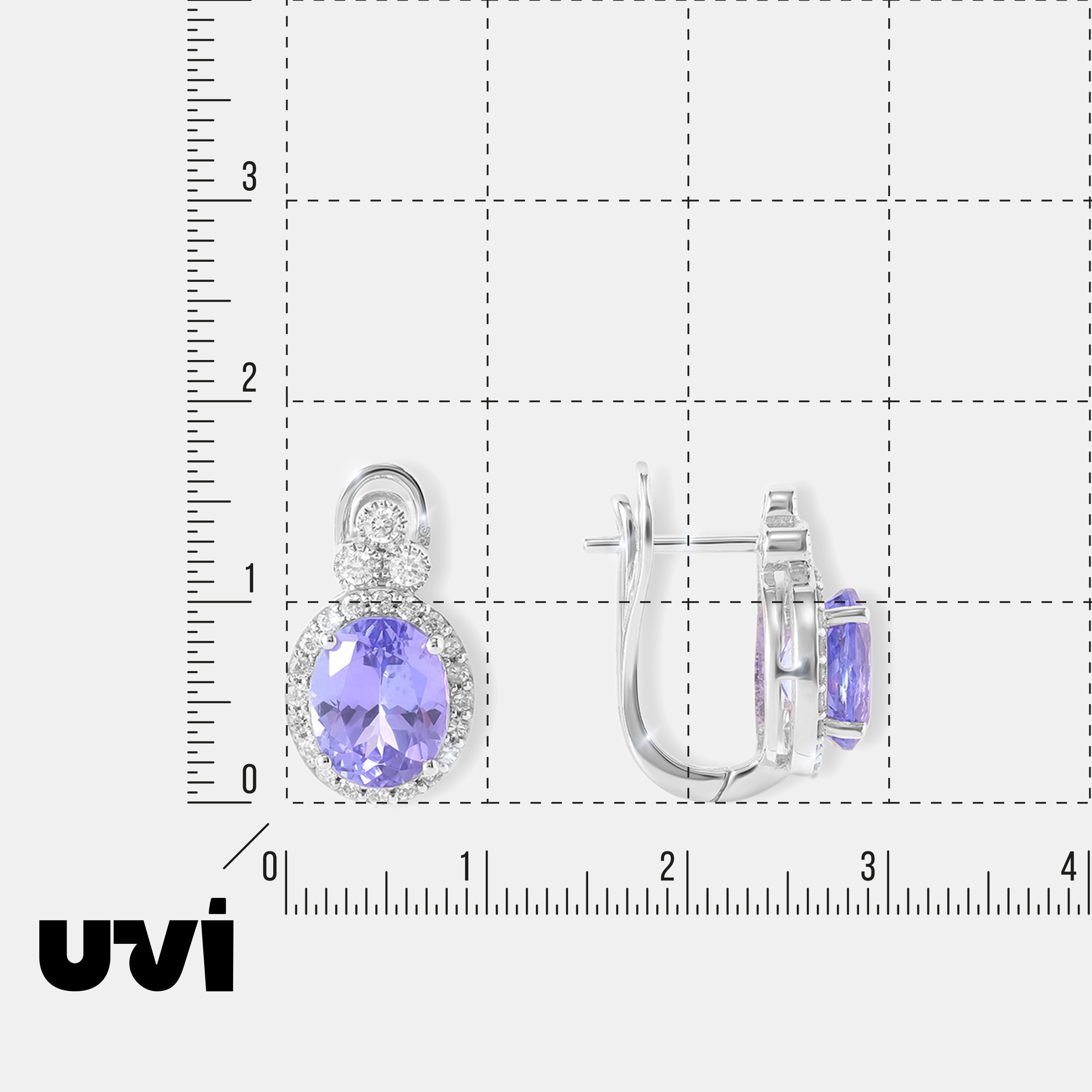 Серьги из белого золота с танзанитами