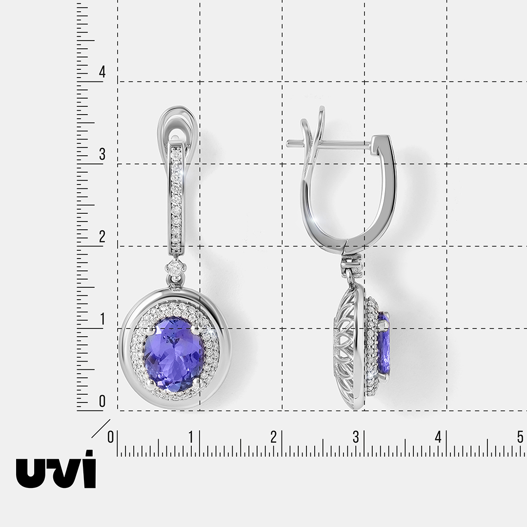Серьги из белого золота с танзанитами