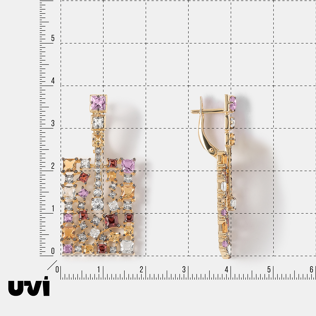 Серьги из желтого золота с самоцветами