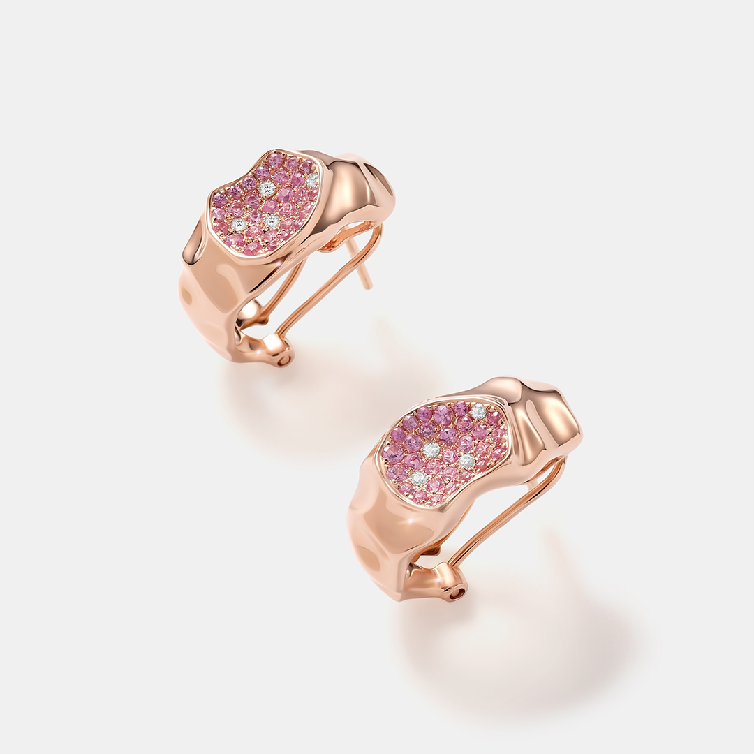 Серьги из золота с розовыми сапфирами