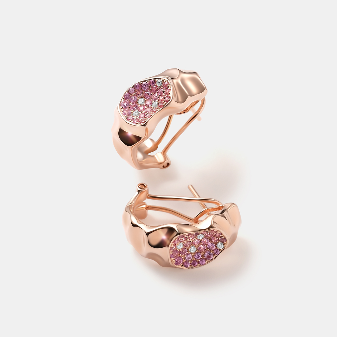 Серьги из золота с розовыми сапфирами