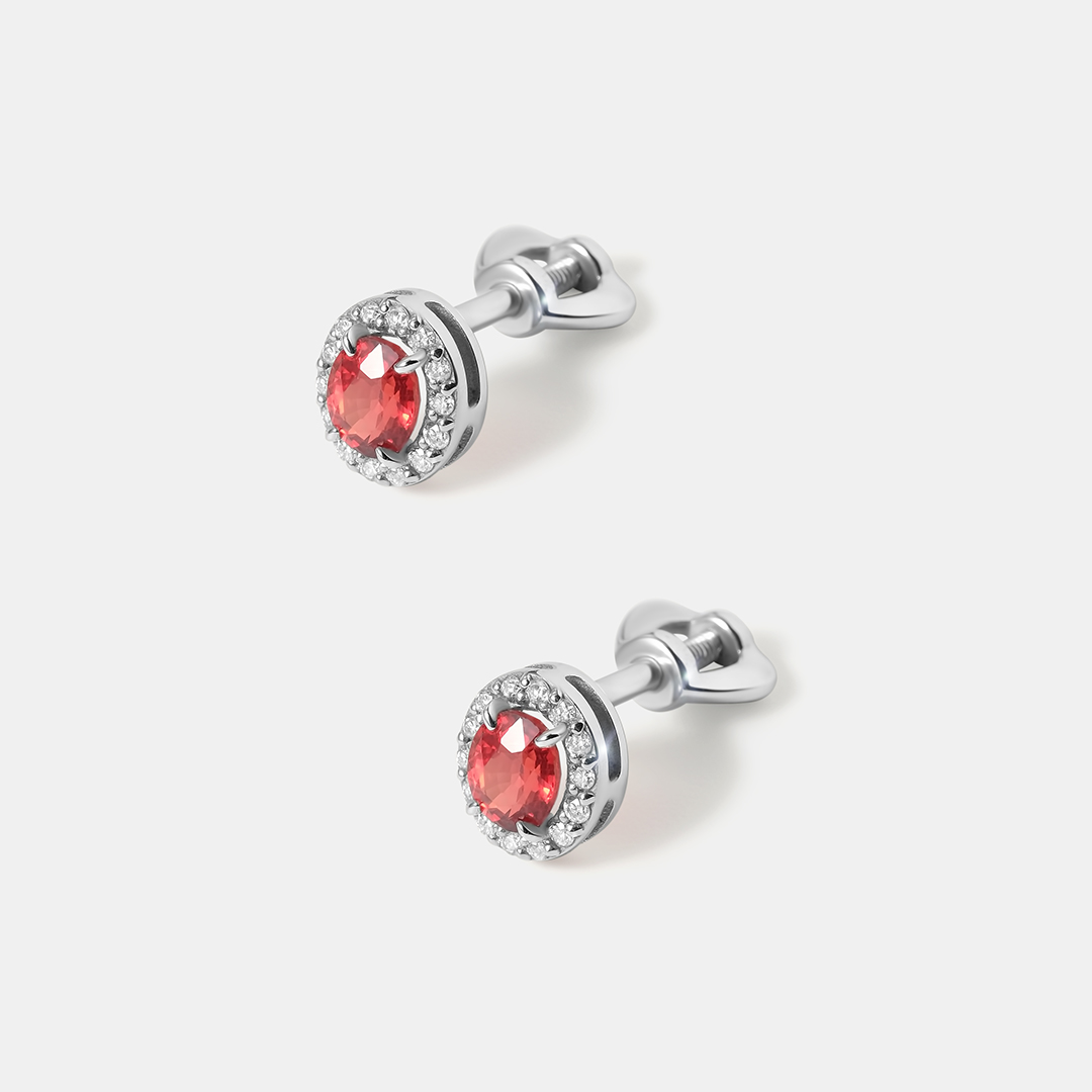 Серьги-пусеты из белого золота с мультисапфирами