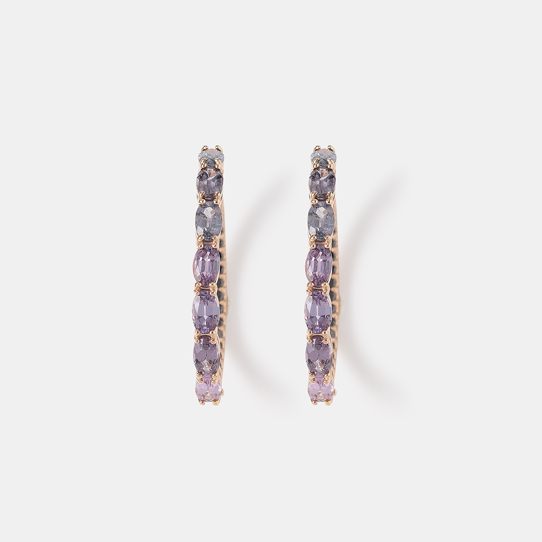 Серьги-конго из золота со шпинелью