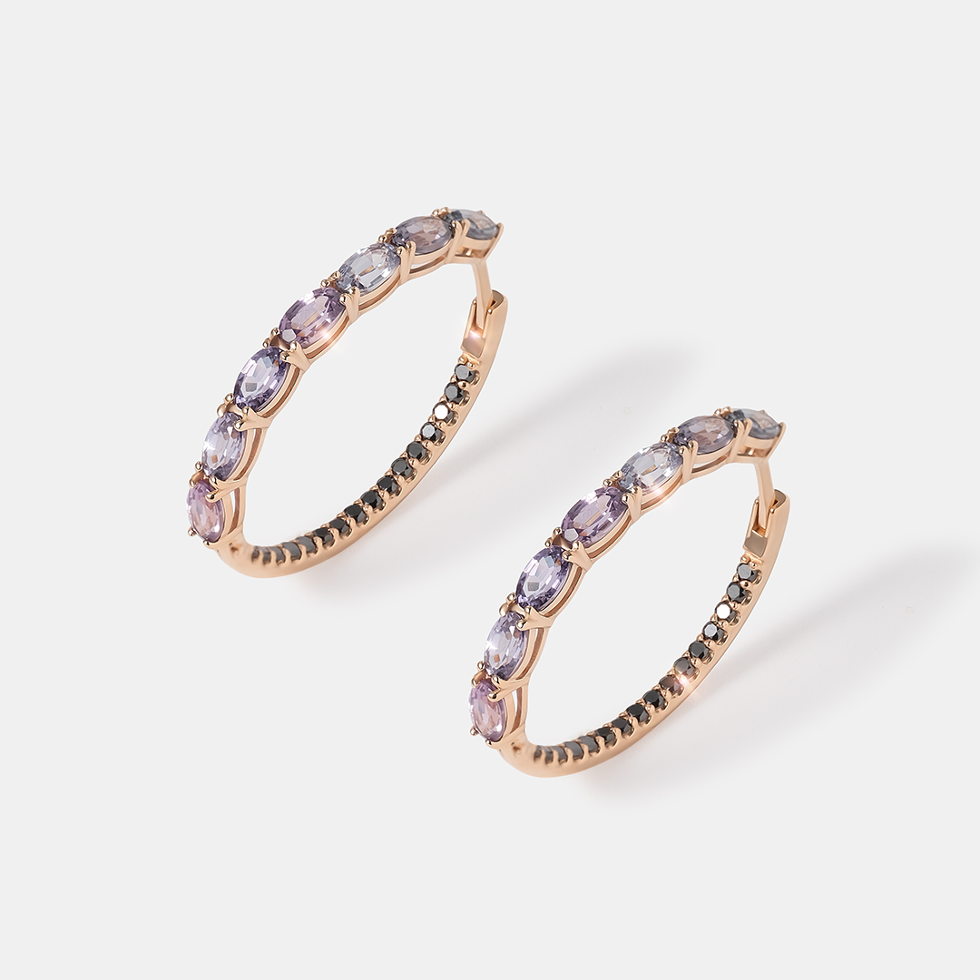 Серьги-конго из золота со шпинелью