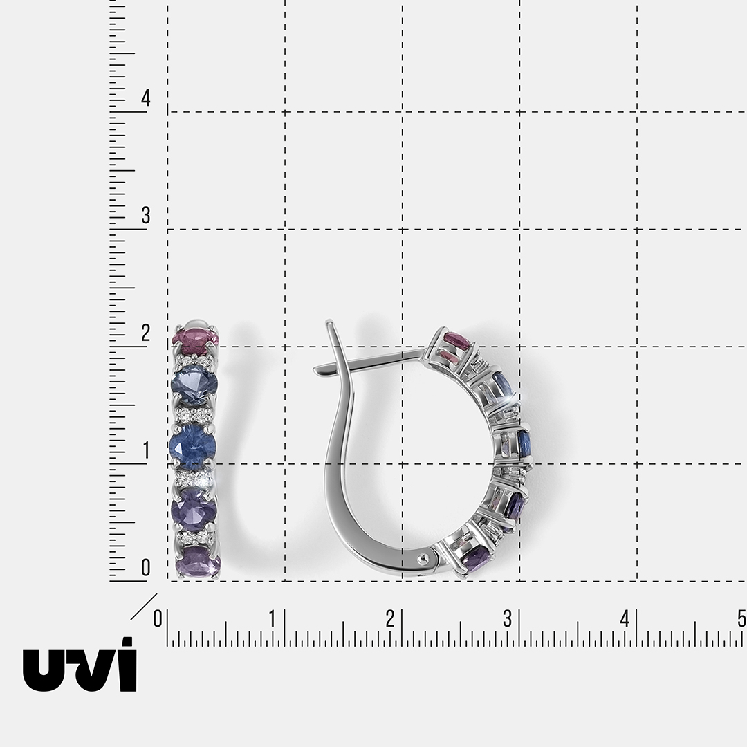Серьги из белого золота с цветной шпинелью
