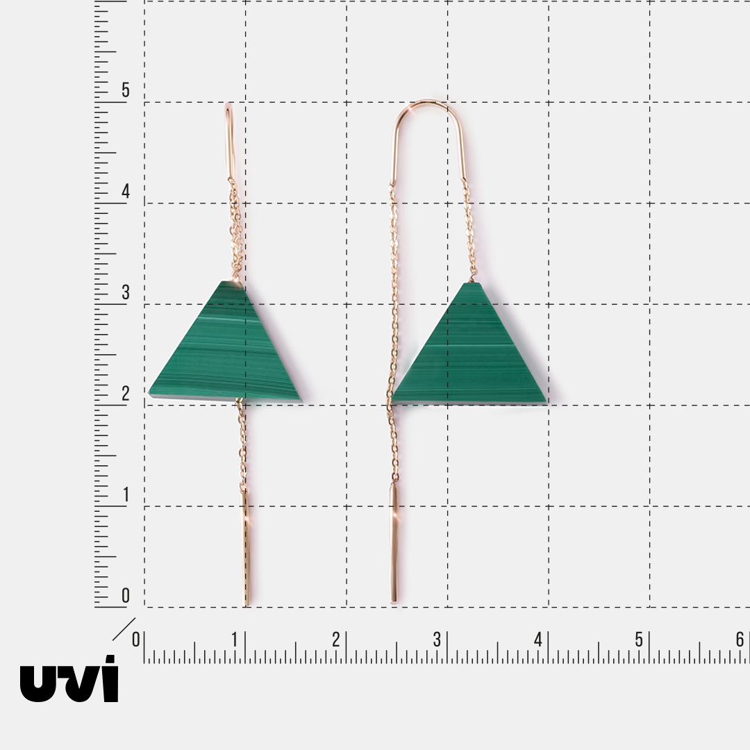 Серьги-протяжки из желтого золота с малахитами