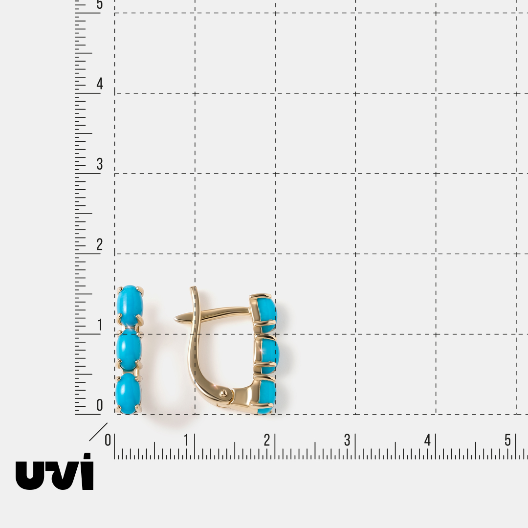 Серьги из желтого золота с бирюзой