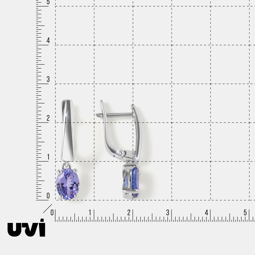 Серьги из белого золота с танзанитами