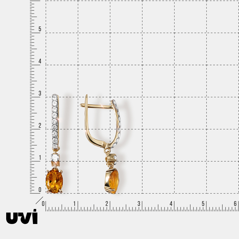 Серьги из желтого золота с желтыми бериллами