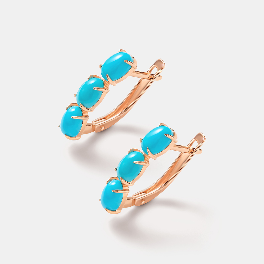 Серьги из золота с бирюзой