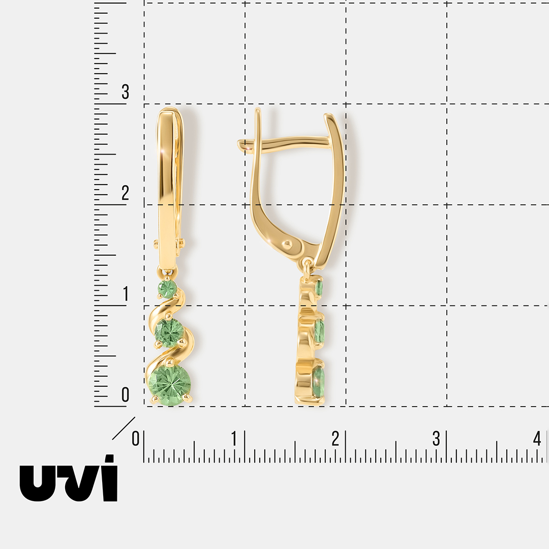 Серьги из желтого золота с тсаворитами
