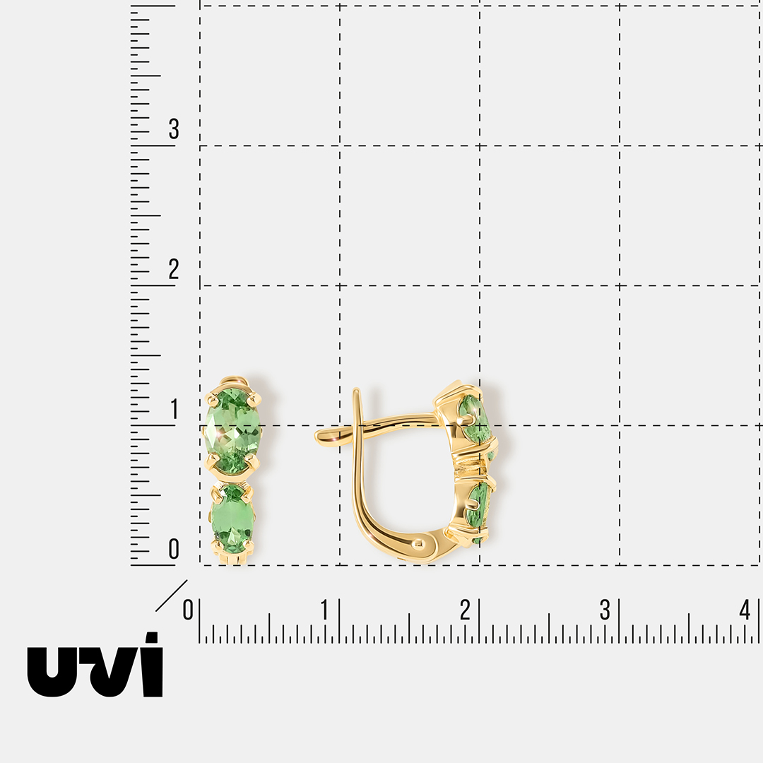 Серьги из желтого золота с тсаворитами