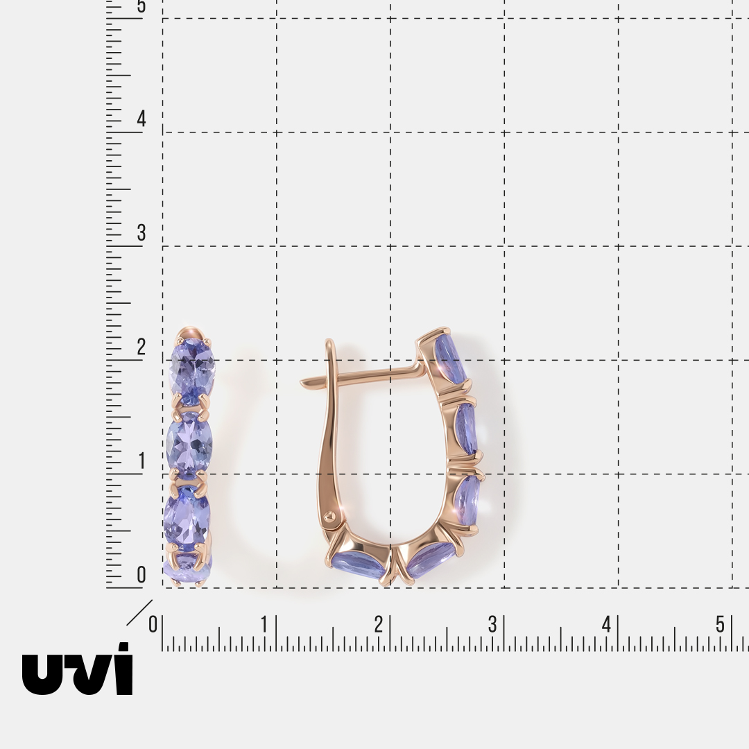 Серьги из золота с танзанитами