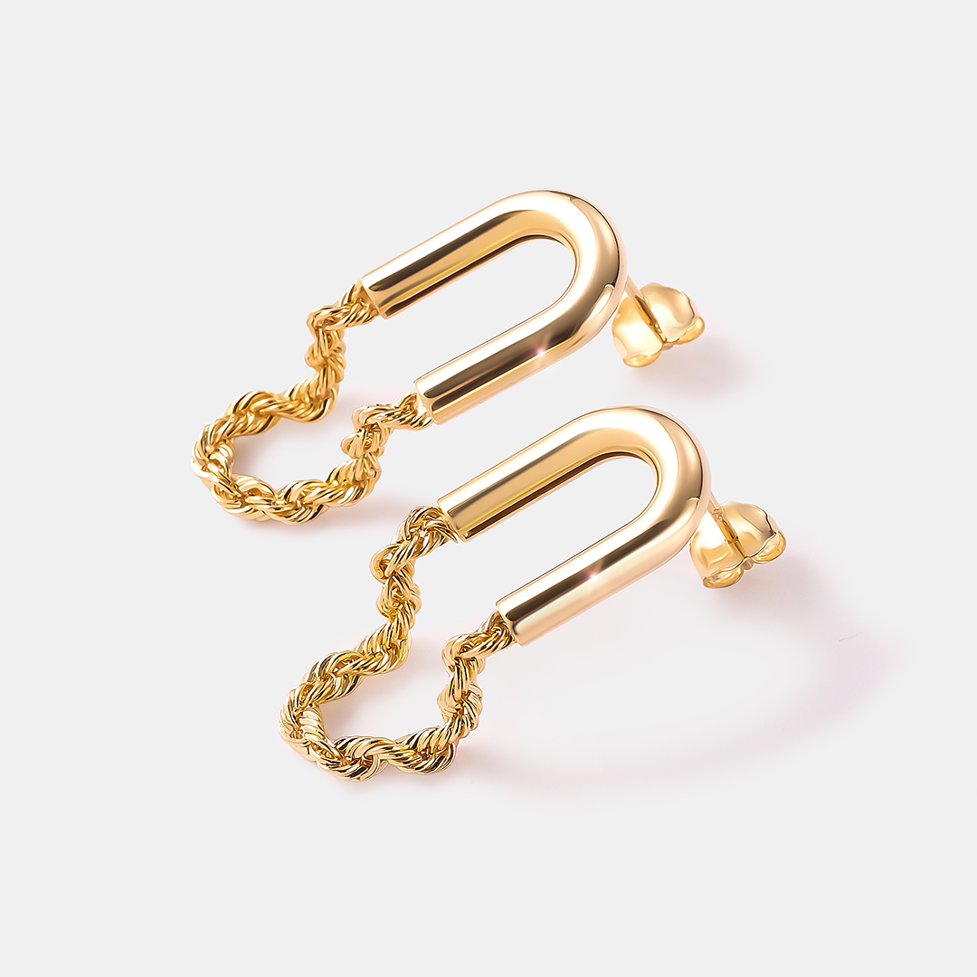 Серьги-пусеты из желтого золота