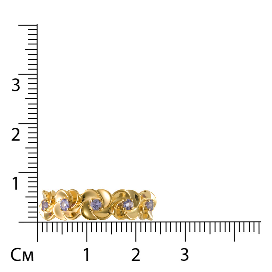 Серебряное кольцо с танзанитами "Цветы"