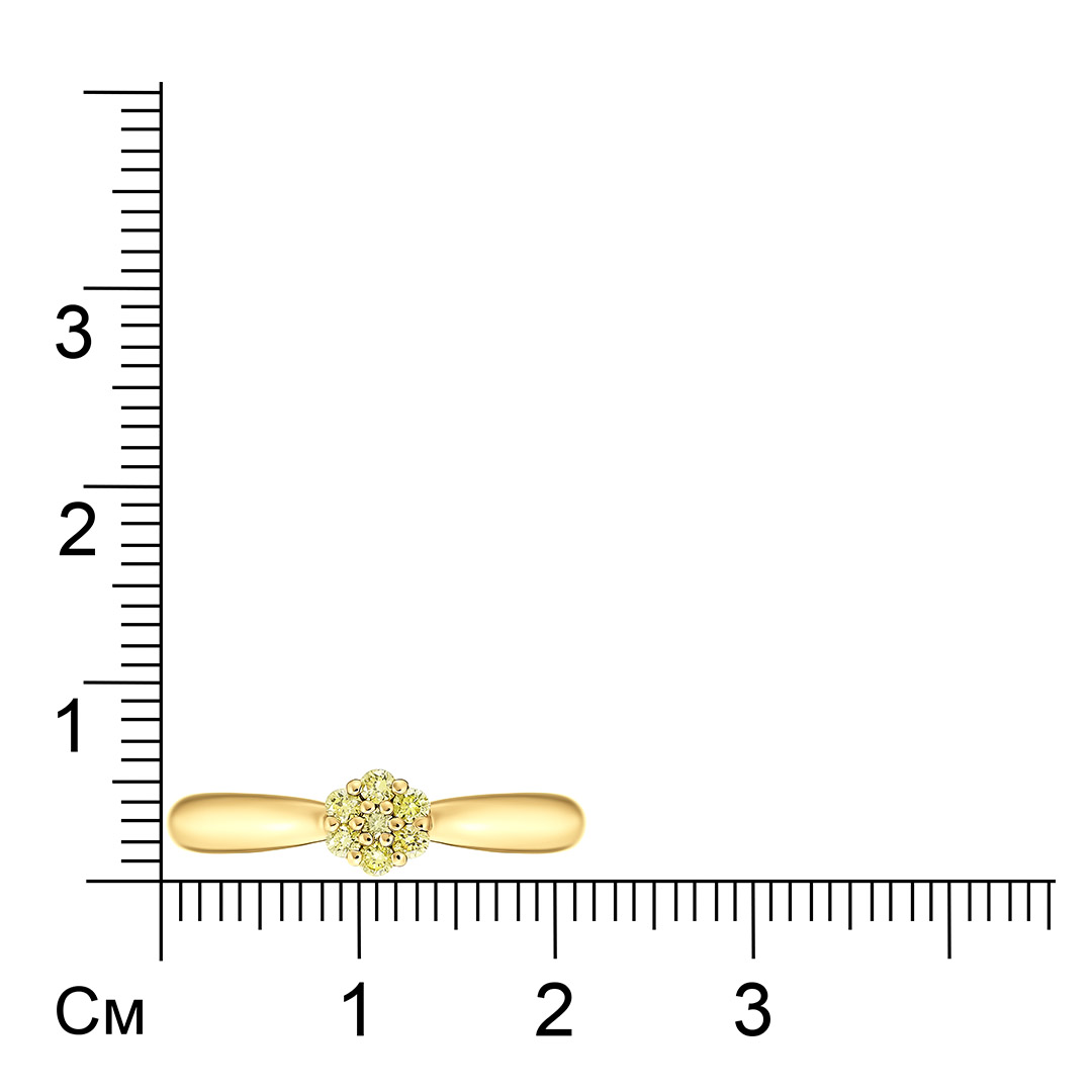 Серебряное кольцо с желтыми бриллиантами "Цветок"