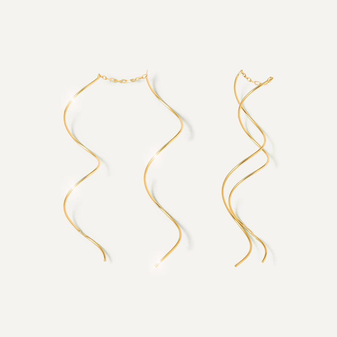 Серьги-протяжки из желтого золота