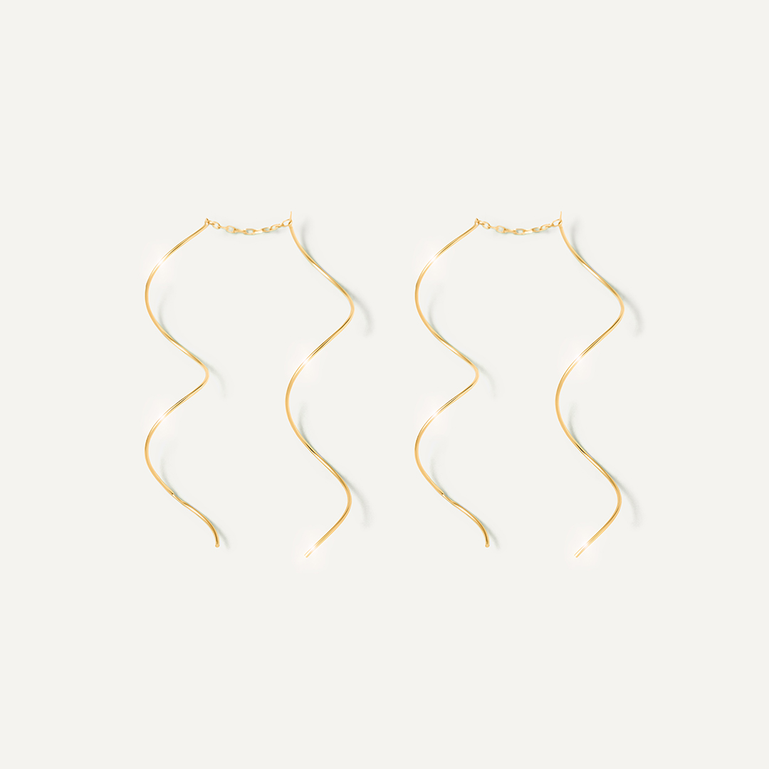 Серьги-протяжки из желтого золота