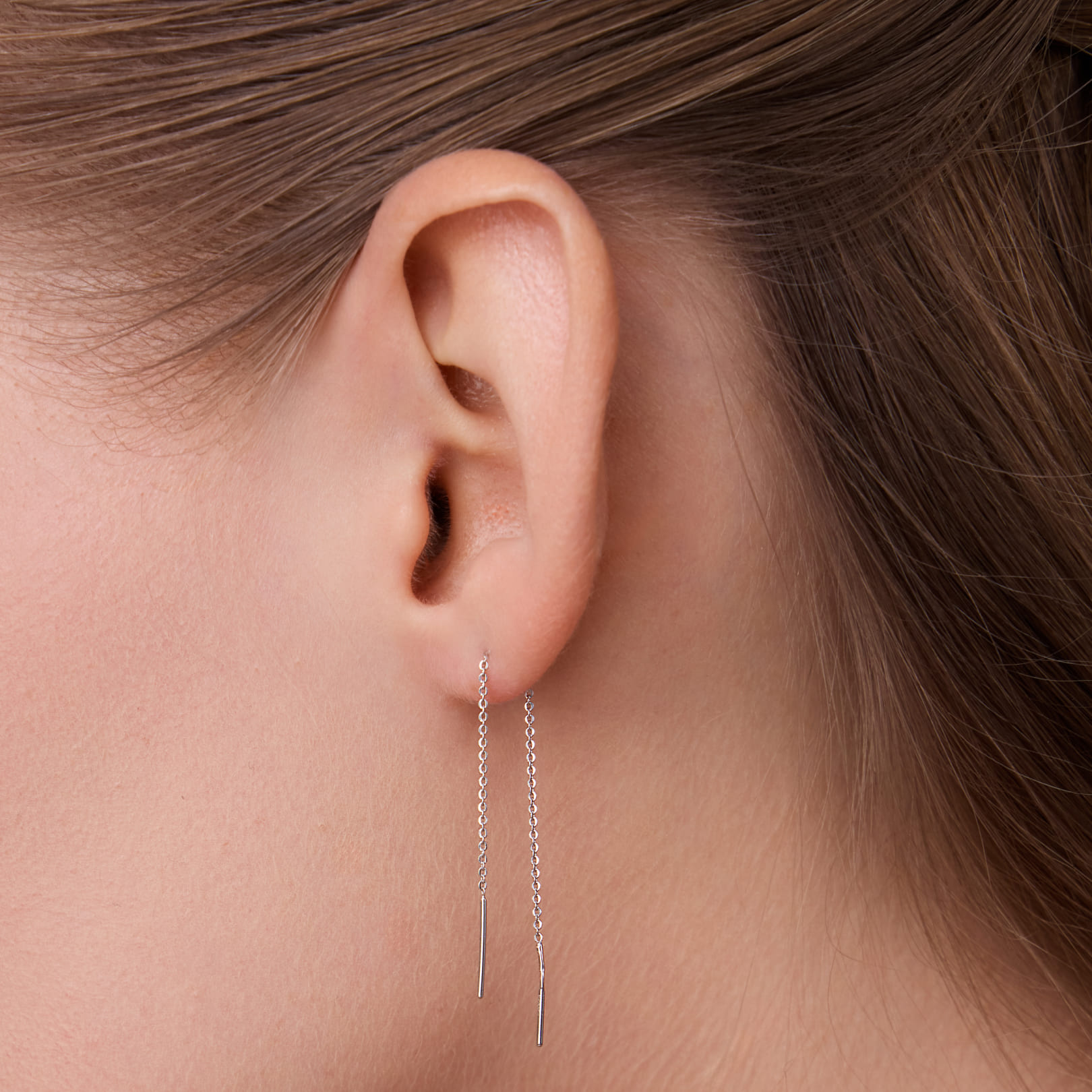 Серьги-протяжки из белого золота