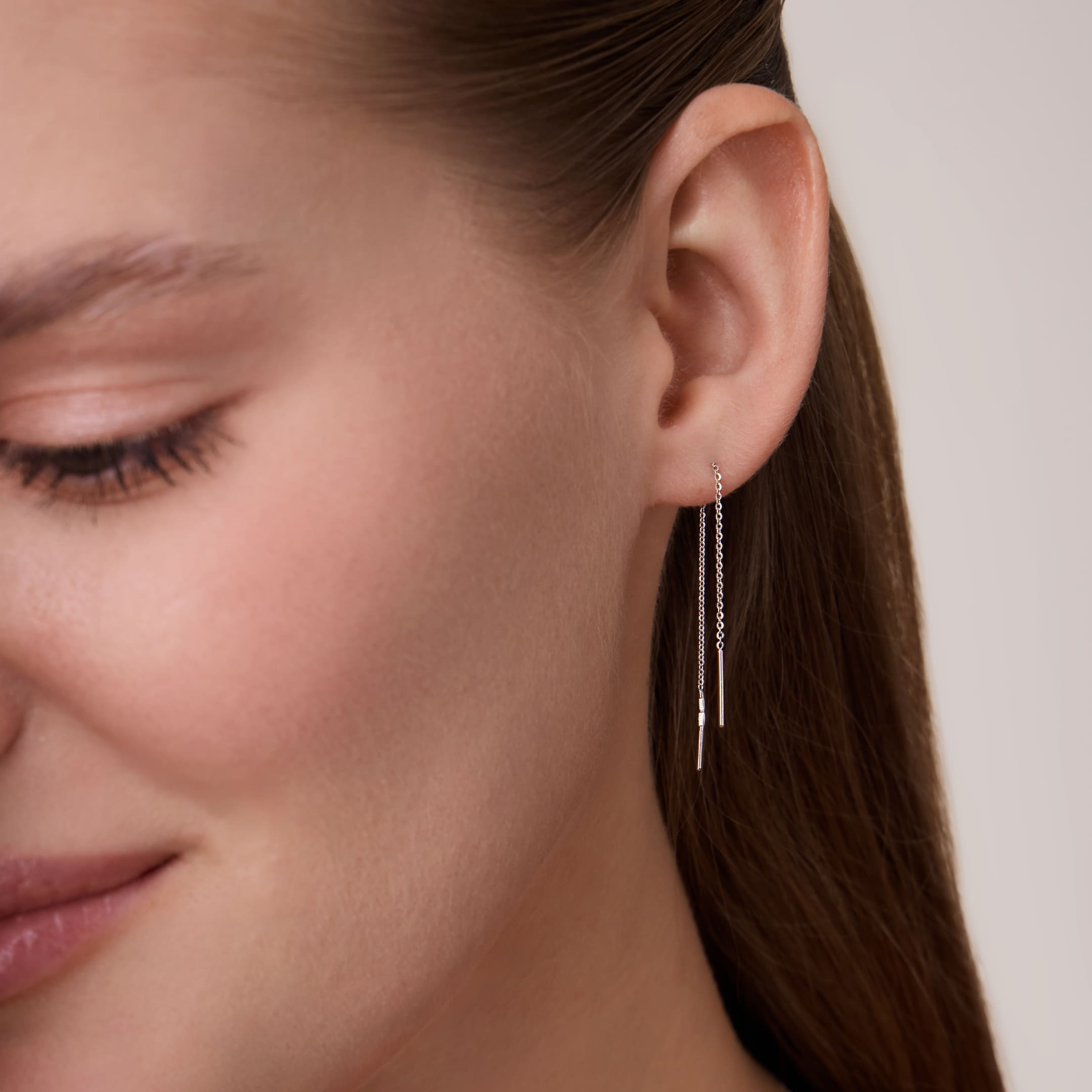 Серьги-протяжки из белого золота