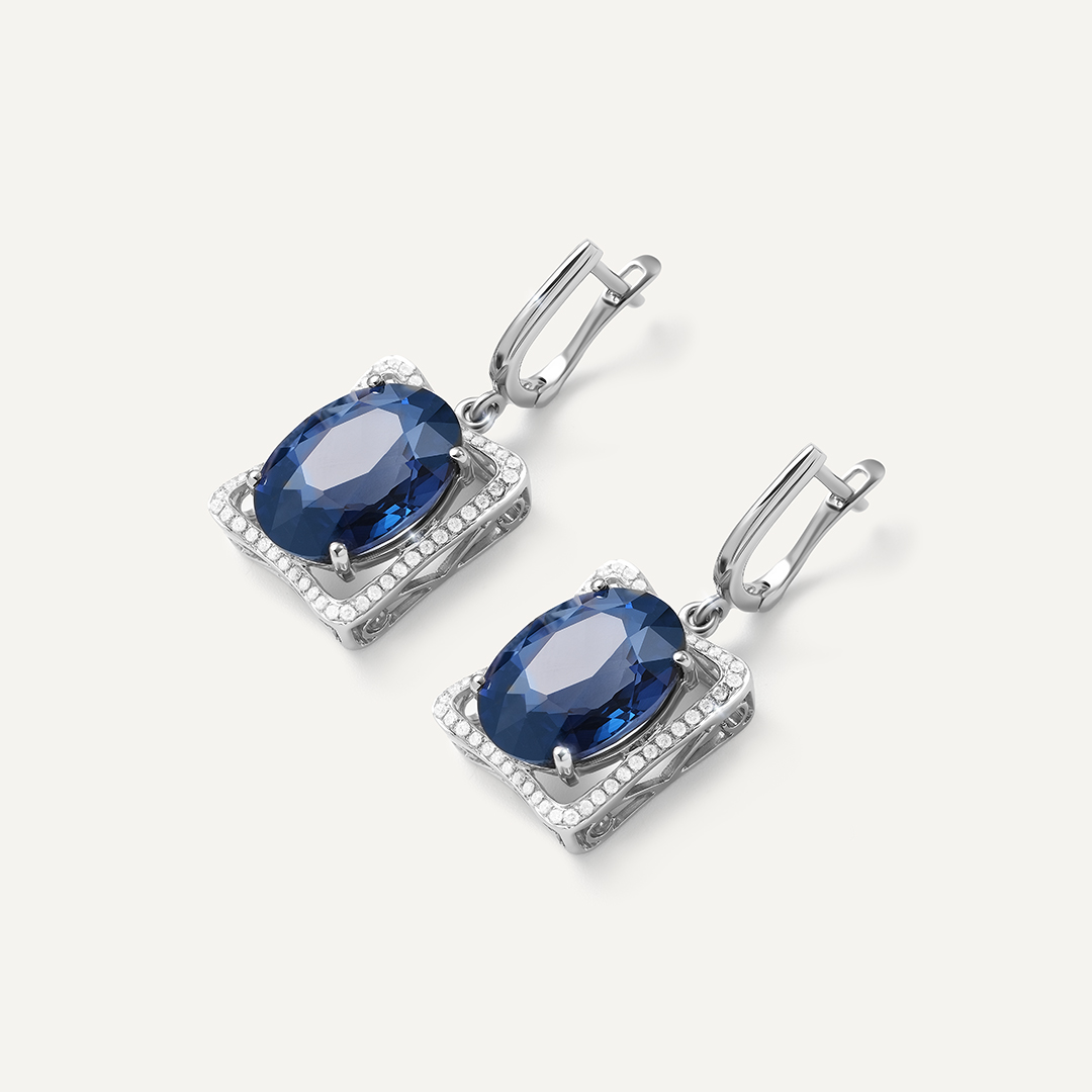 Серьги из белого золота с сапфирами