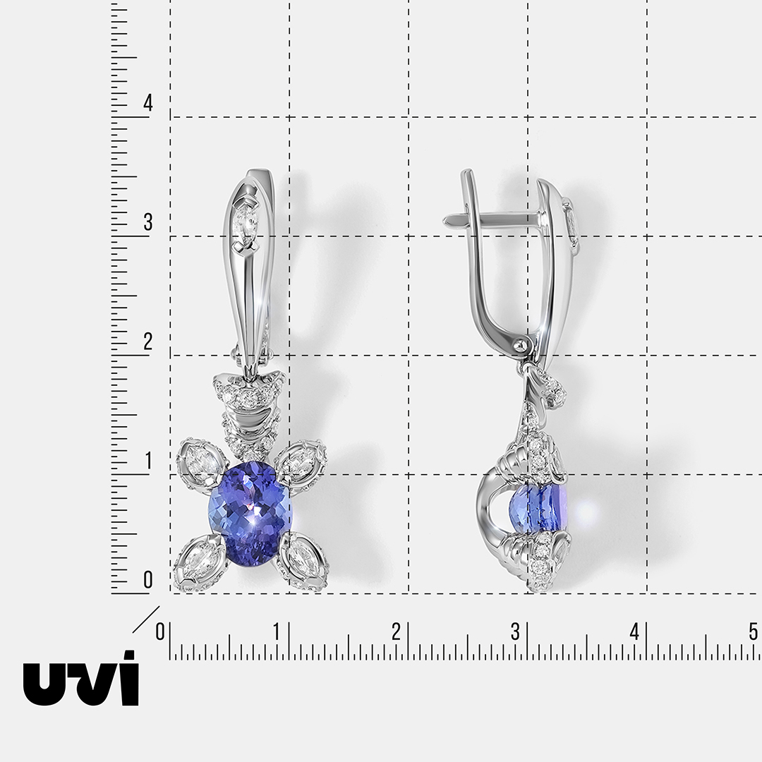 Серьги из белого золота с танзанитами