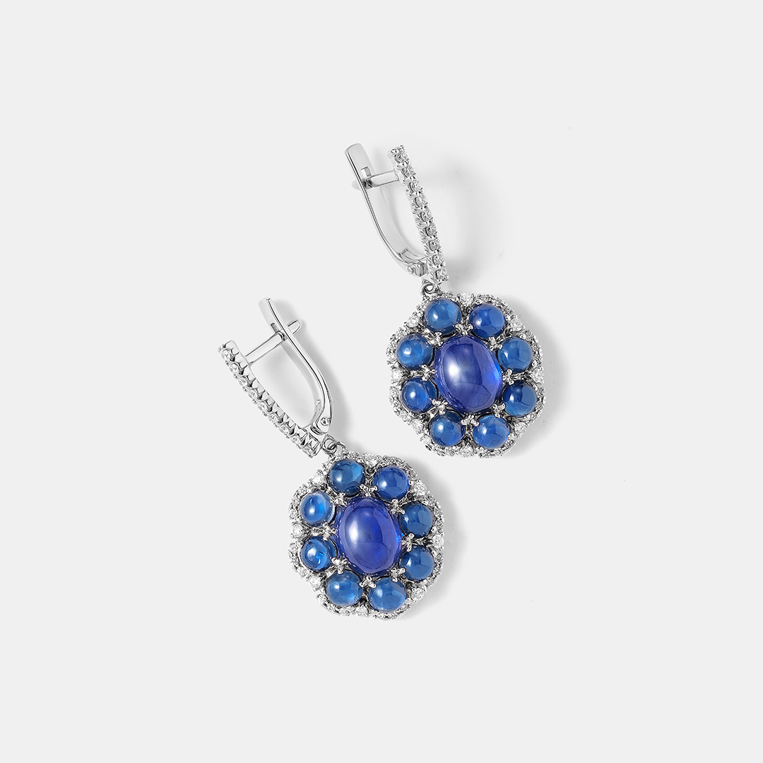 Серьги из белого золота с сапфирами