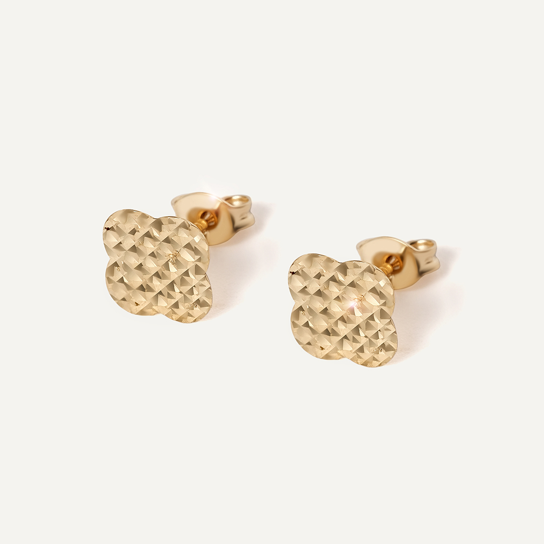 Серьги-пусеты из желтого золота "Клевер"