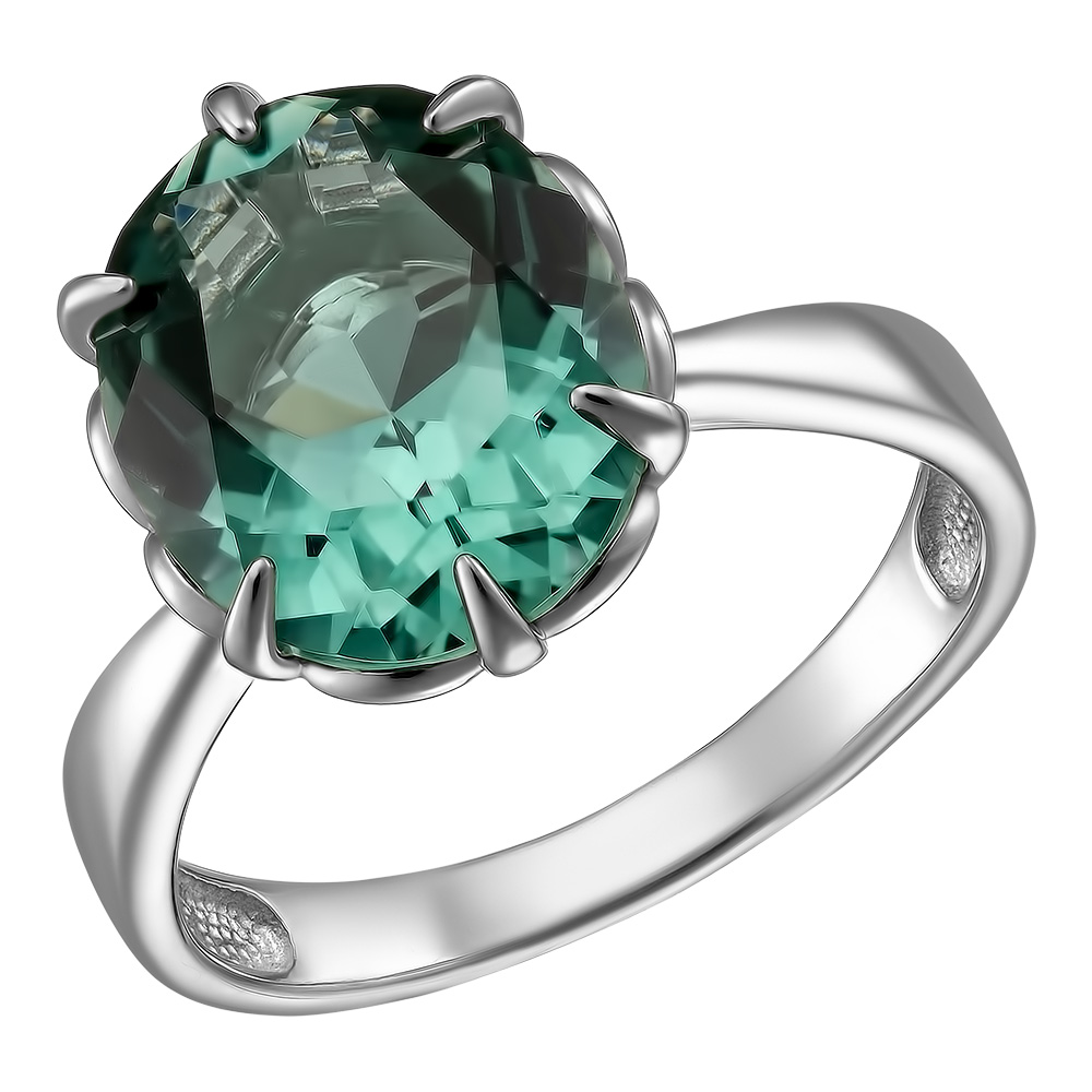 Серебряное кольцо 925 пробы; вставки 1 Празиолит;