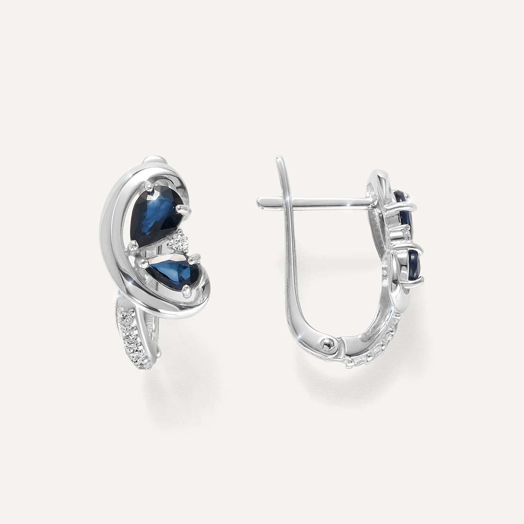 Серебряные серьги с сапфирами