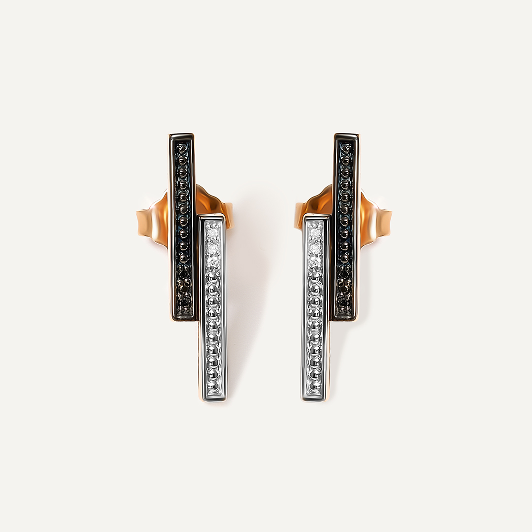 Серебряные серьги-пусеты с бриллиантами